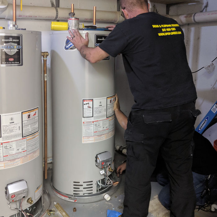 Water heater and plumbing connections